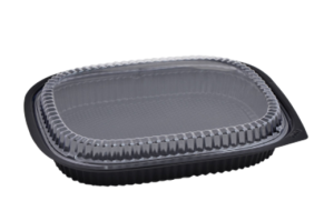 BLACK PP BUFFET TRAY WITH LID