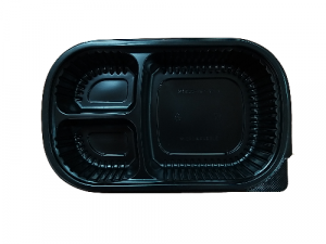 PP BLK BENTO 3COMP 230X142X42MM