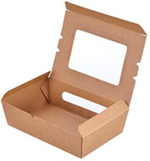 46OZ KRAFT PA LUNCH BX W PP 2-SIDE ANTI-FOG WINDOW