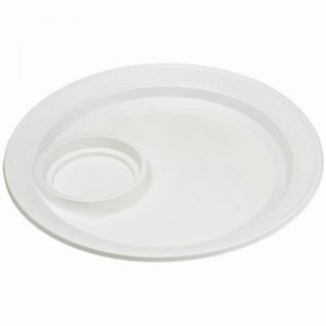 9IN PS WHT PL W CUP HOLE T0.6MM