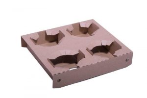 198X174X37MM BROWN E-FLUTE PA 4CUP HOLDER